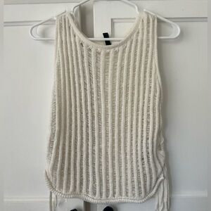 H&M Cream Textured Sleeveless Summer Vacation Travel Boho Top - S